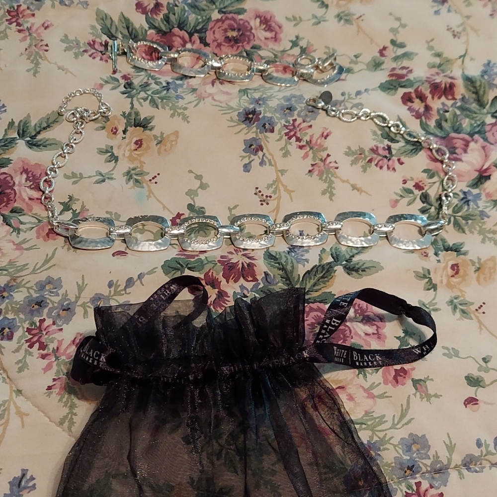 White house black market silver necklace & bracele